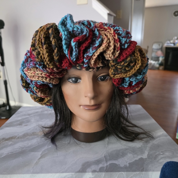 Multicolor Crochet Ruffle Hat